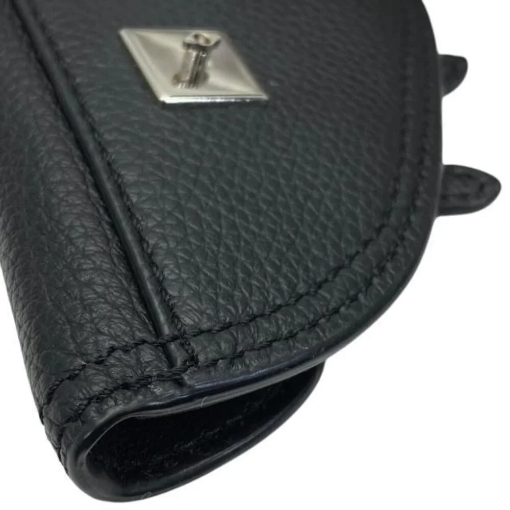 Christian Dior Saddle Pouch Mini Accessories Coin Case Fold Logo Leather Black